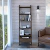 Tuhome Oslo Ladder Bookcase, Four Legs, One Drawer, Five Open Shelves, Dark Walnut ELC6710